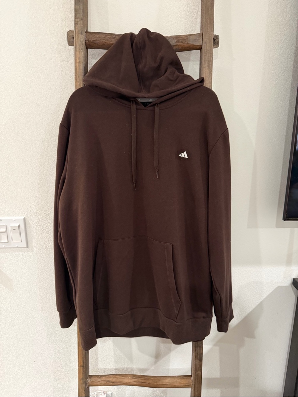 adidas Brown Pullover Hoodie with Small Logo